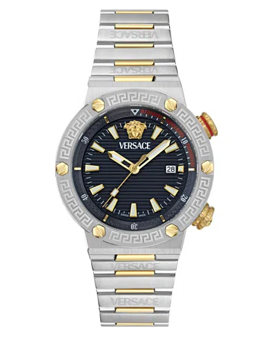 Versace Men's Swiss Two-tone Stainless Steel Bracelet Watch 43mm In Two Tone