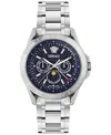 Versace V-galaxy Moonphase Watch, 43mm In Stainless