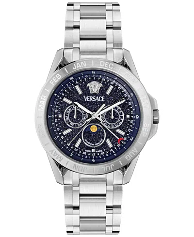 VERSACE MEN'S SWISS V-GALAXY MOONPHASE STAINLESS STEEL BRACELET WATCH 43MM