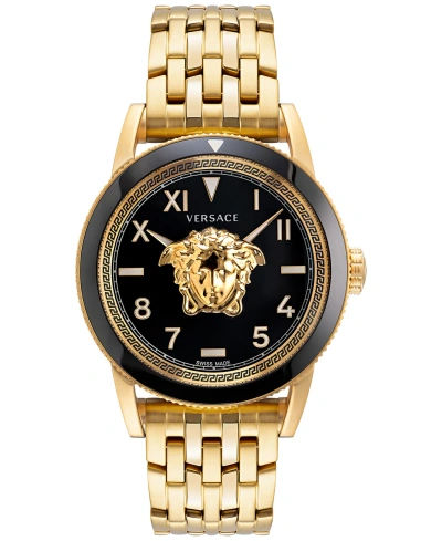 Versace Men's Swiss V-palazzo Gold Ion Plated Stainless Steel Bracelet Watch 43mm In Ip Yellow Gold