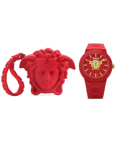 Versace Men's Swiss V-pop Red Silicone Strap Watch 43mm