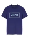 Versace Logo-print Cotton T-shirt In Blue