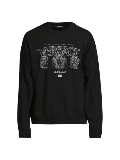 Versace Men's The Evolution Of Medusa Cotton Sweatshirt In Black Print