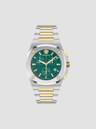 Versace Men's Tolomeo Two-tone Stainless Steel Chronograph Watch/43mm In Metallic
