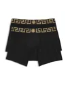 Versace Black Greca Border Long Boxers In Black/gold