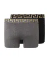 Versace Men's Trunks, Pack Of 2 In Black/grey