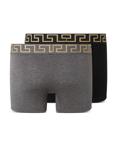Versace Men's Trunks, Pack Of 2 In Black/grey