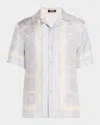 Versace Tailored Short-sleeved Shirt With La Coupe Des Dieux Print In Silver Greychampagn