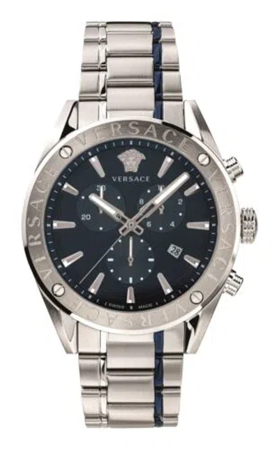 Pre-owned Versace Men's V-chrono 44mm Quartz Watch Vehb00519