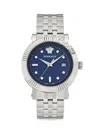 Versace Classic Date Quartz Watch With Blue Guilloche Dial In Sapphire