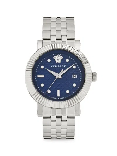 Versace Men's V-classic 42mm Stainless Steel Bracelet Watch In Sapphire