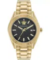 Versace Men's Swiss V-code Gold Ion Plated Bracelet Watch 42mm In Gold