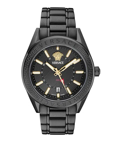 Versace Men's V-code Ip Black Stainless Steel Bracelet Watch, 42mm