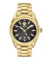 Versace Men's V-code Ip Yellow Gold Stainless Steel Bracelet Watch, 42mm In Gold,black