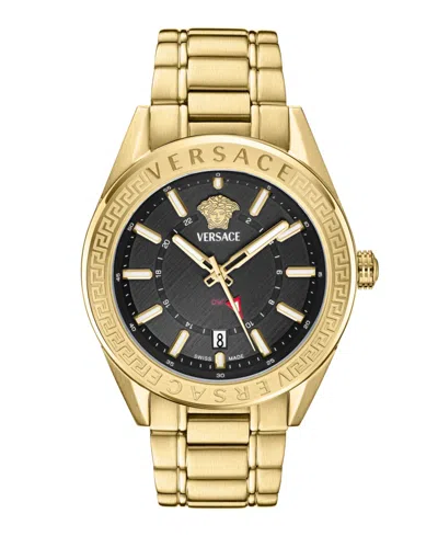 Versace Men's V-code Ip Yellow Gold Stainless Steel Bracelet Watch, 42mm In Gold,black