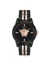 Versace Men's V-code Two-tone & Black Guilloché Dial Bracelet Watch/43mm