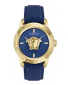 Versace V-code Strap Watch With Blue Guilloche Dial