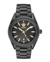 Versace V-code Gmt Bracelet Watch In Black