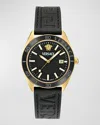 Versace Men's V-dome Ip Yellow Gold Leather-strap Watch, 42mm In Yellow Gold