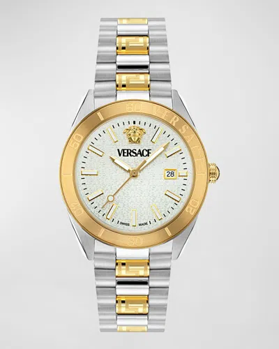 Versace Men's Swiss Two-tone Stainless Steel Bracelet Watch 42mm In Two Tone