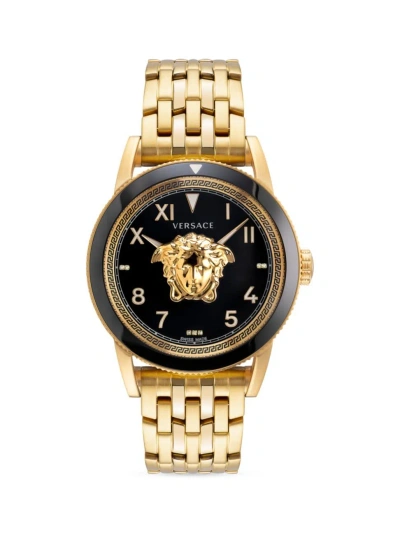 Versace Men's V-palazzo Medusa Ion-plated Goldtone & Diamond Watch In Yellow Gold
