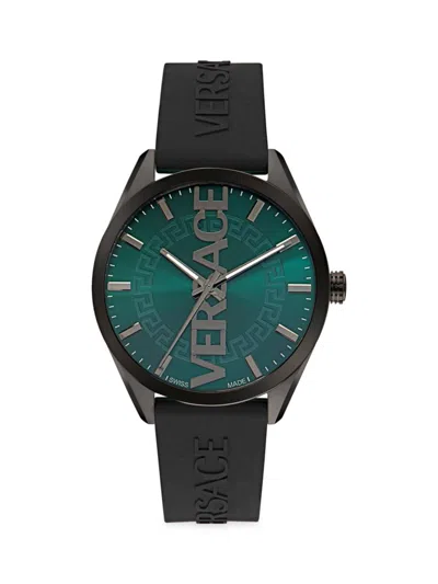 Versace Men's V-vertical Silicone Logo Watch, 42mm In Green
