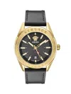 Versace V-code Gmt Leather Watch In Gold