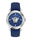 Versace V-code Strap Watch In Blue
