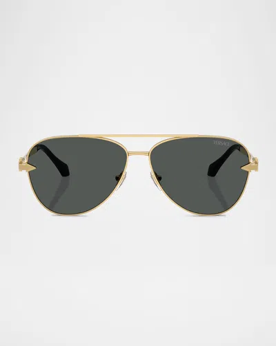 Versace Men's Ve2283 Aviator Sunglasses In Gold