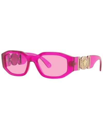 Versace Eyewear Rectangular Frame Sunglasses In Pink
