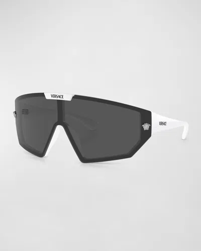 Versace Men's Ve4461 Medusa Horizon Shield Sunglasses In White