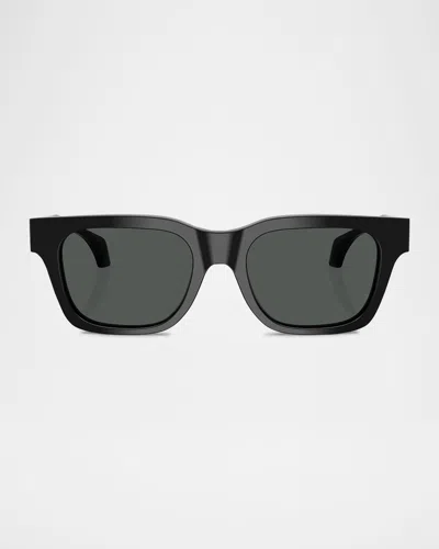 Versace Logo-embossed Square-frame Sunglasses In Black