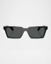 Versace 55mm Rectangular Sunglasses In Black