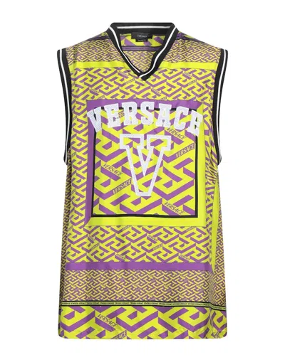 Pre-owned Versace Men's  78 Jersey Tank Topin Lime Green