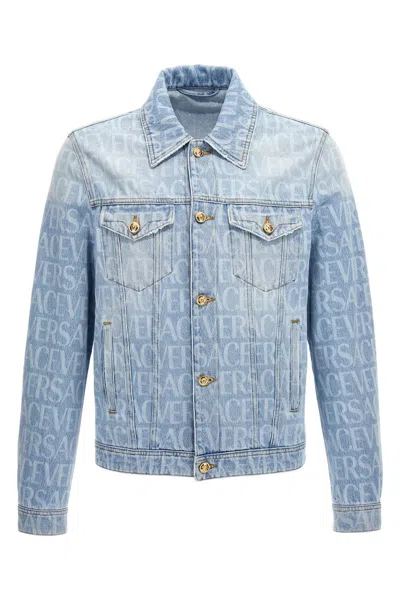 Versace Denim Blouson In Blue