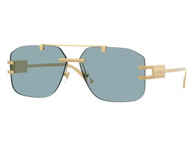 Pre-owned Versace Men's  Aviator Sunglasses Blue In Gold (ve2275 100280)