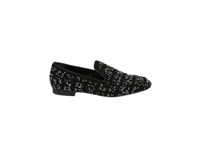 Pre-owned Versace Men's  Beadembellished Slippers Suede Sneakers In Black/silver In Multi