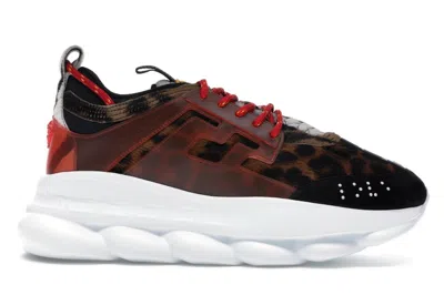 Pre-owned Versace Men's  Chain Reaction 2 Chainz Sneakers In Spotted/black/red In Multi