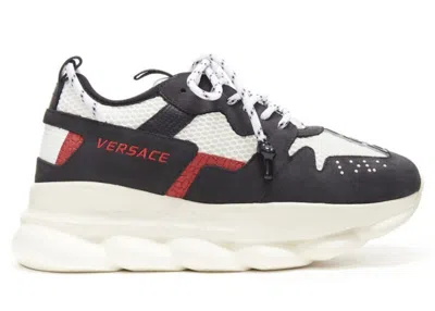 Pre-owned Versace Men's  Chain Reaction 2 Sneakers In Black/red/white