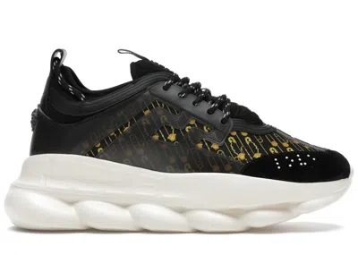 Pre-owned Versace Men's  Chain Reaction Baroque Print Sneakers In Black