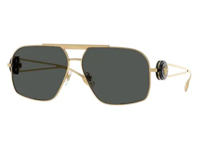 Pre-owned Versace Men's  Geometric Sunglasses Gray In Gold (ve2269 100287)