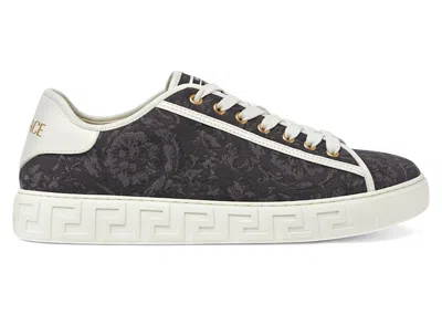 Pre-owned Versace Men's  Greca Barocco Print Sneakers In Black