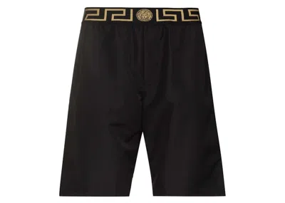 Pre-owned Versace Men's  Greca Key Swim Shorts In Black