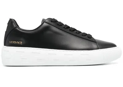 Pre-owned Versace Men's  Greca Laceup Sneakersin Black/white