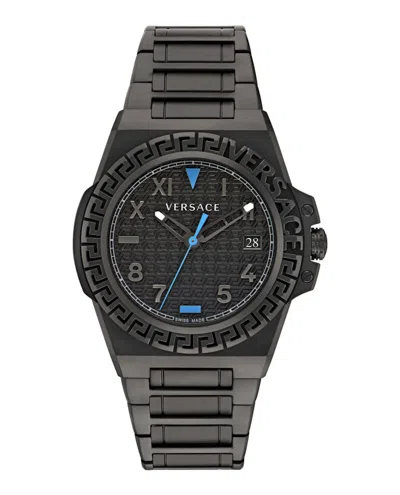 Pre-owned Versace Men's  Greca Reaction Ve3i00622 Watch In Stainless Steel In Silver