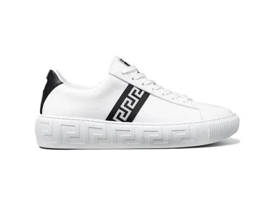 Pre-owned Versace Men's  Greca Sneakers In White/black
