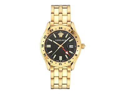 Pre-owned Versace Men's  Greca Time Gmt Ve7c00723 Watch In Stainless Steel In Silver