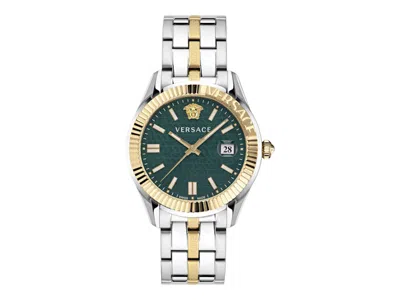 Pre-owned Versace Men's  Greca Time Ve3k00422 Watch In Stainless Steel In Silver