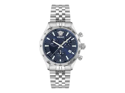Pre-owned Versace Men's  Hellenyium Chrono Petite Bracelet Vecfa0124 Watch In Stainless Steel In Silver