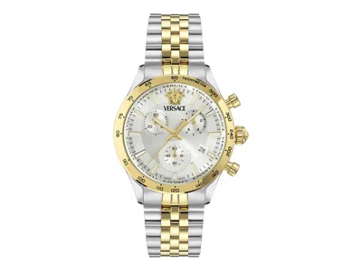 Pre-owned Versace Men's  Hellenyium Chrono Petite Bracelet Vecfa0324 Watch In Stainless Steel In Silver
